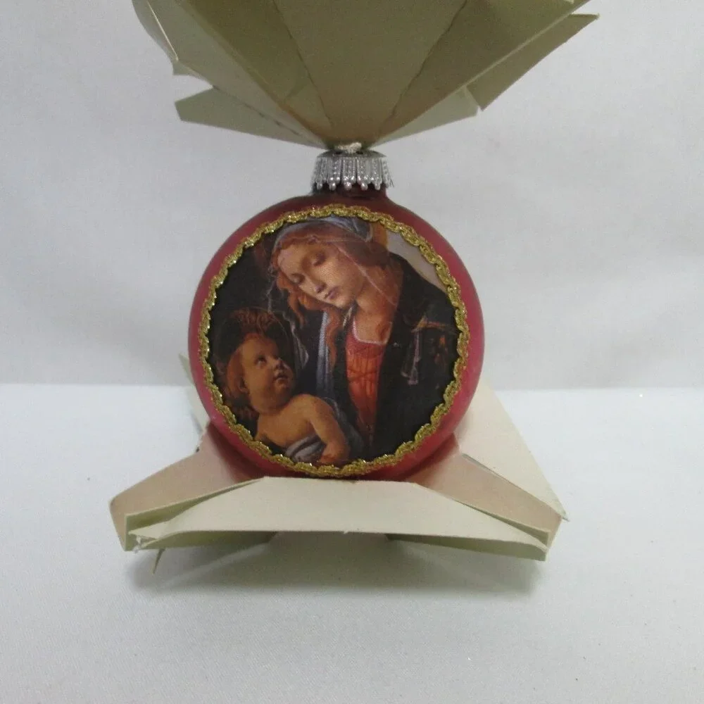 Kurt Adler Mother Mary w/ Baby Jesus glass Vintage Christmas Ornament 1977
